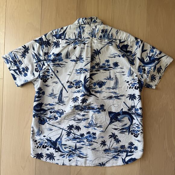 Polo Ralph Lauren Shirt L White Multicolor Fishing Vacation Hawaii Party RRL - Picture 7 of 8